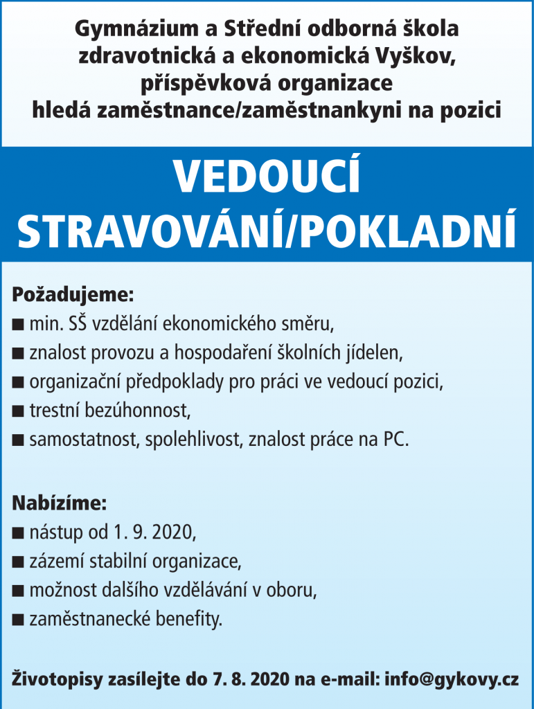 Inzerat vedouci stravovani